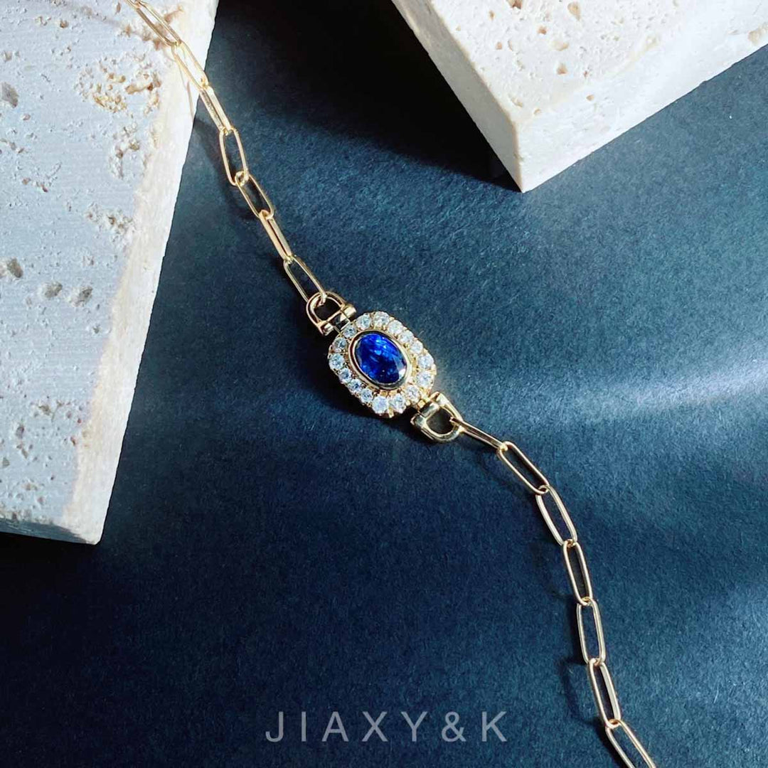 Natural Sapphire Diamond Bracelet D0.72ct d0.20ct. 18K Gold