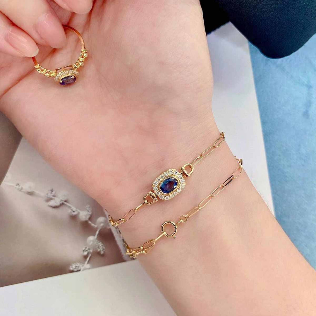 Natural Sapphire Diamond Bracelet D0.72ct d0.20ct. 18K Gold