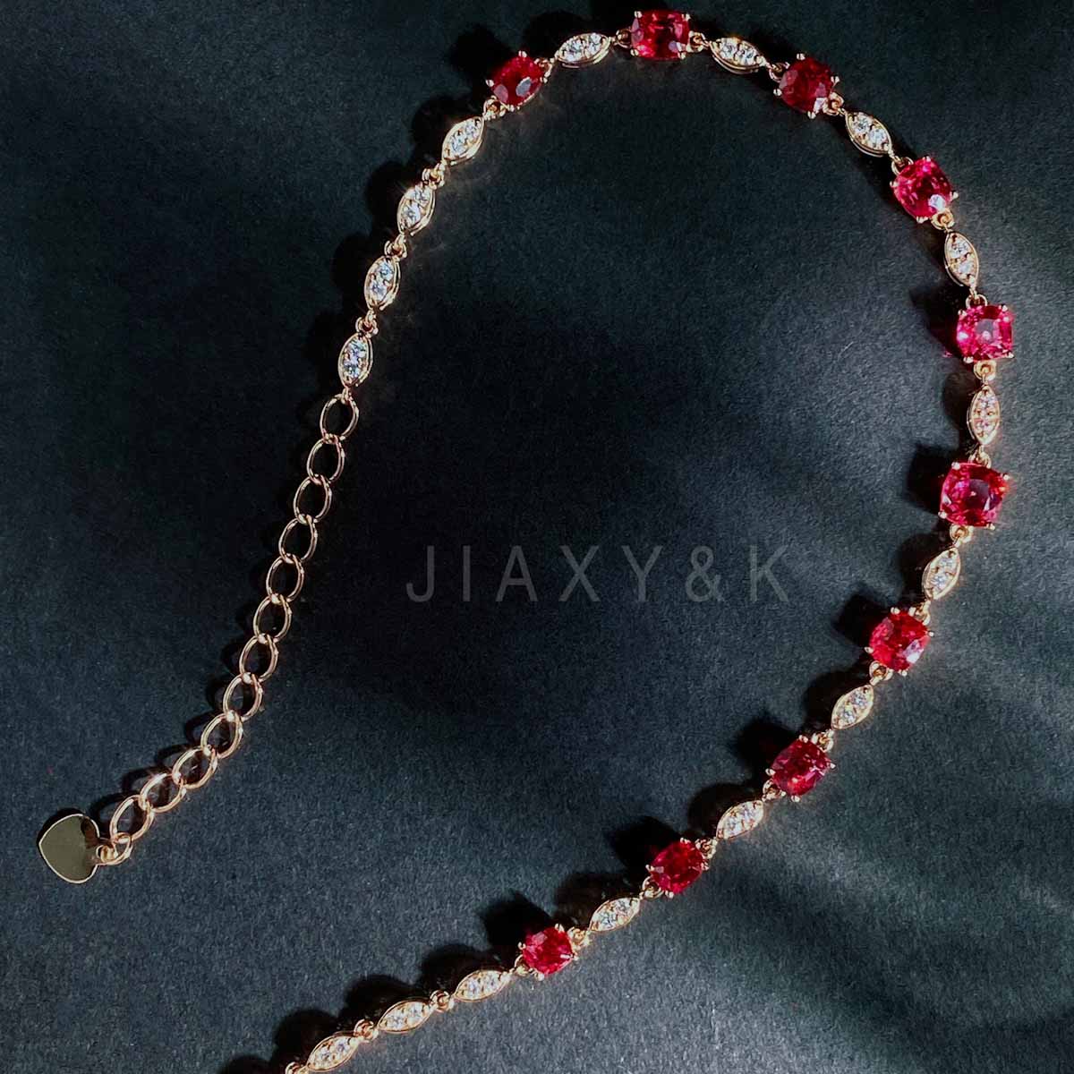 Jedi Spinel Diamond Bracelet D2.85ct d0.34ct. 18K