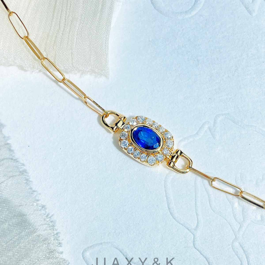 Natural Sapphire Diamond Bracelet D0.72ct d0.20ct. 18K Gold