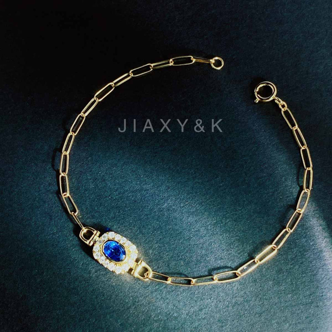 Natural Sapphire Diamond Bracelet D0.72ct d0.20ct. 18K Gold