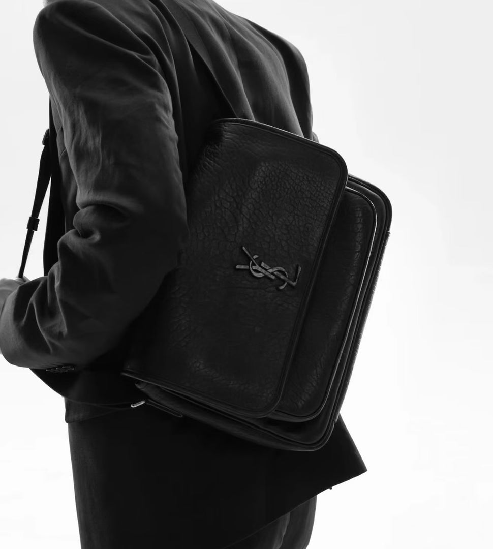 YSL Black Niki Leather Messenger Bag