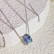Natural Multi colored Sapphires Diamond Necklace D2.13ct d0.06ct. 18K Gold