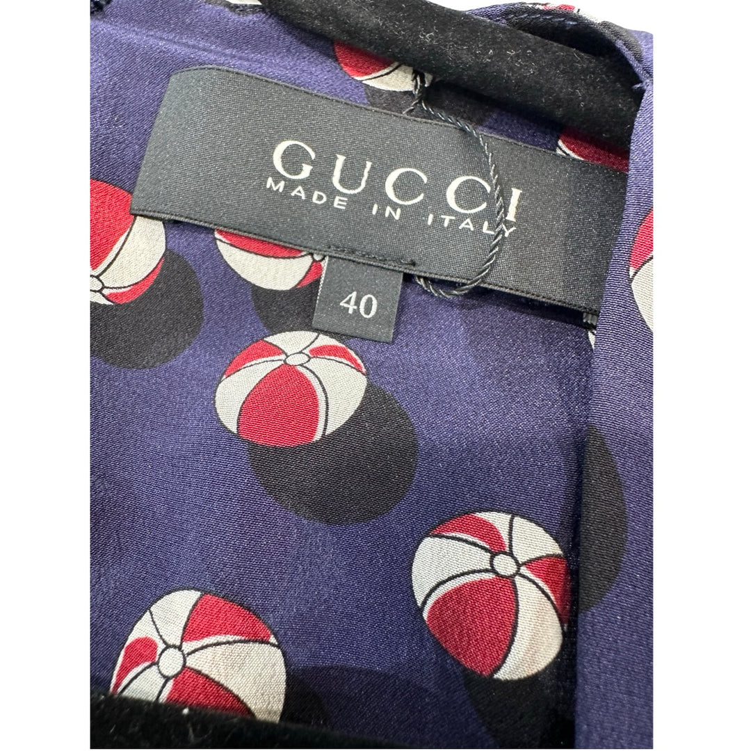 Gucci Beach Ball/Heart Printed Silk Dress #40