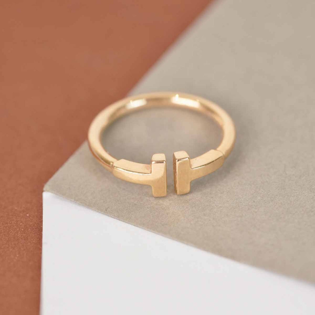 Tiffany 18k Gold Jewelry  Ring T Wire Rose Gold 52