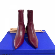 Stuart Weitzman Burgundy Leather Heel Boots 37.5 - Jiaxyk
