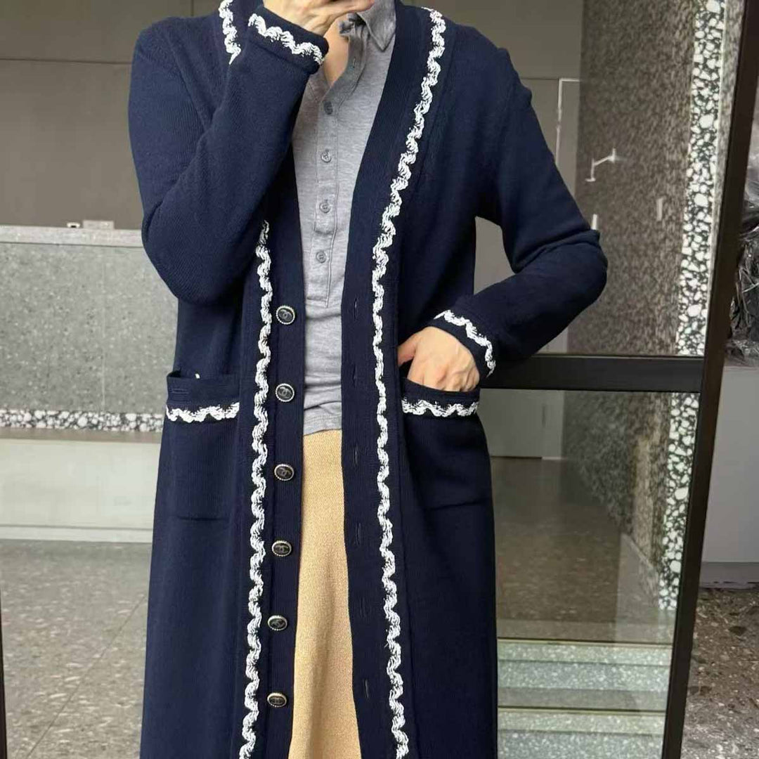 Chanel Blue Long Cashmere Cardigan #34