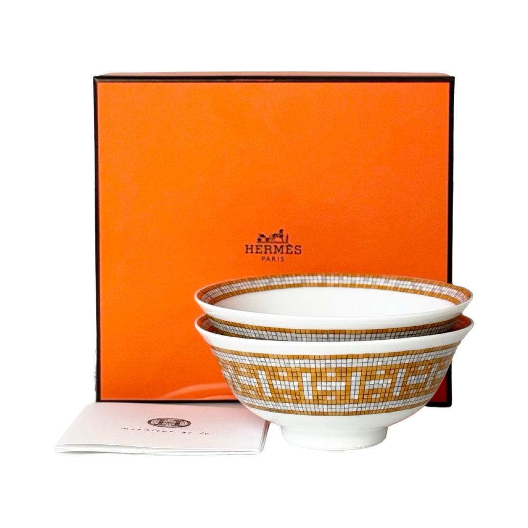 Hermes Mosaique Gold Soup Bowl set2