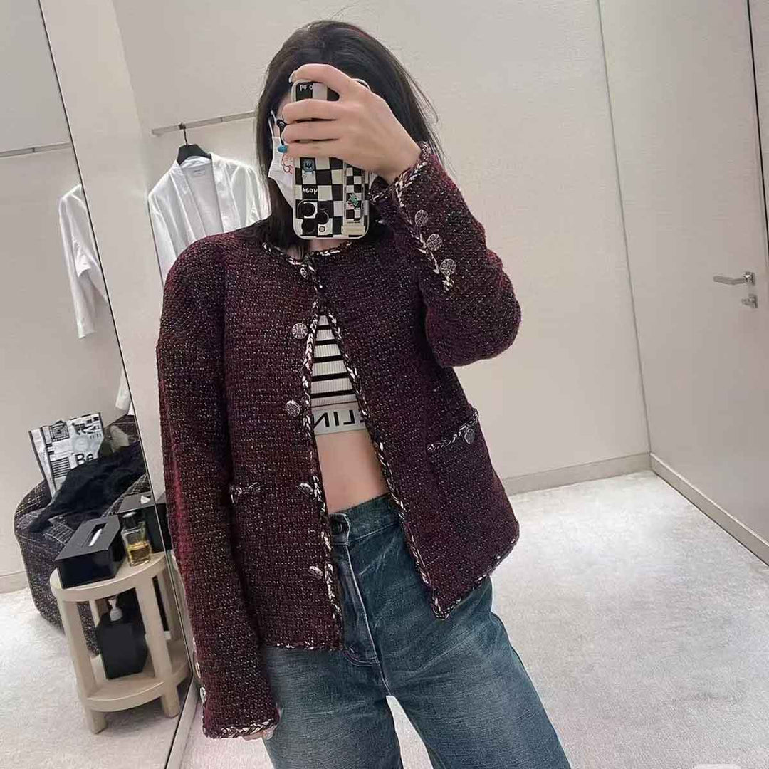 Chanel 22A Red Tweed Jacket #34