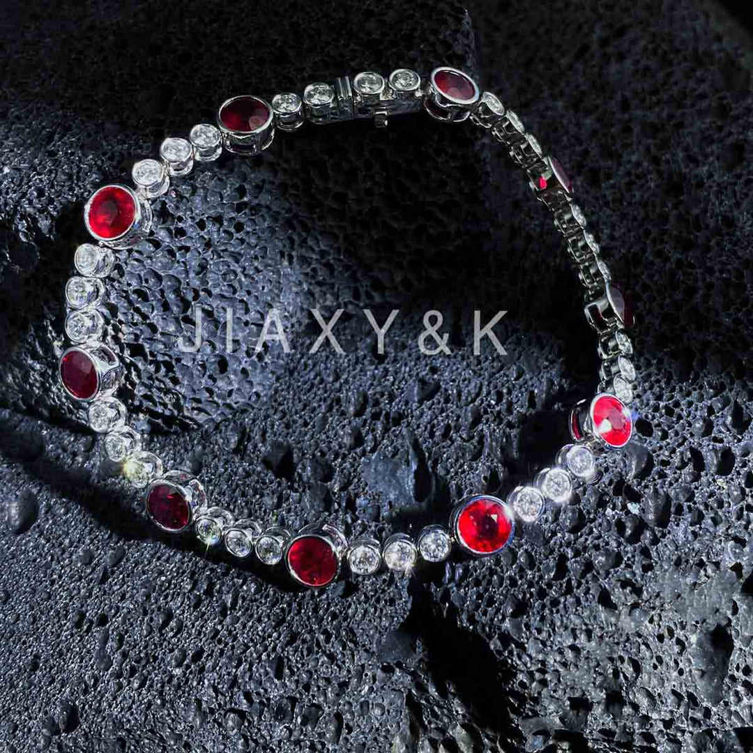 Natural Ruby Diamond Bracelet D6.04CT,d 2.02CT,Pigeon Blood, 18K Gold