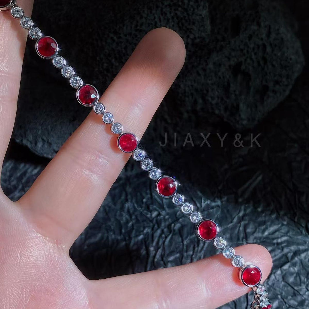 Natural Ruby Diamond Bracelet D6.04CT,d 2.02CT,Pigeon Blood, 18K Gold