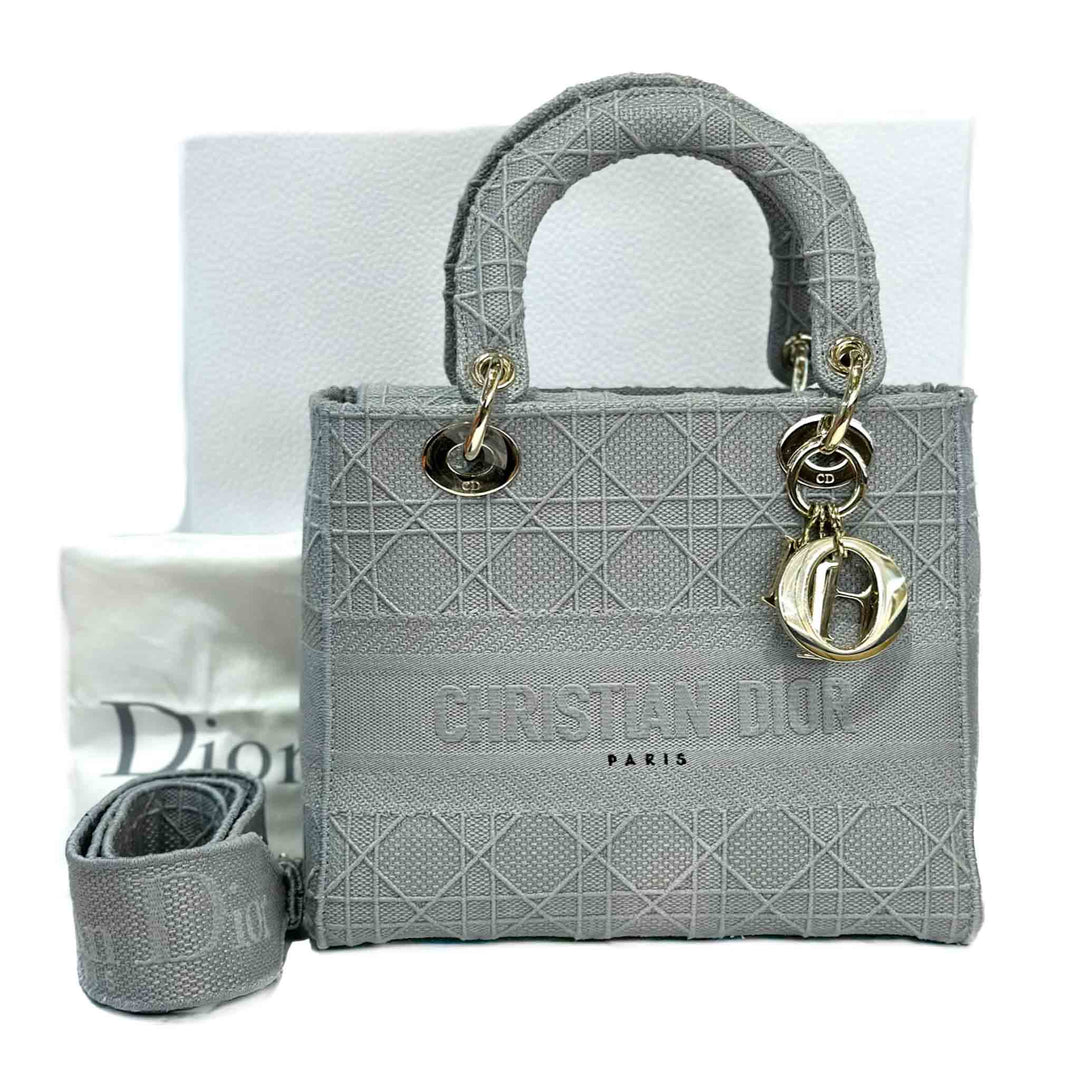 Dior Medium Grey Lady D-Lite Bag