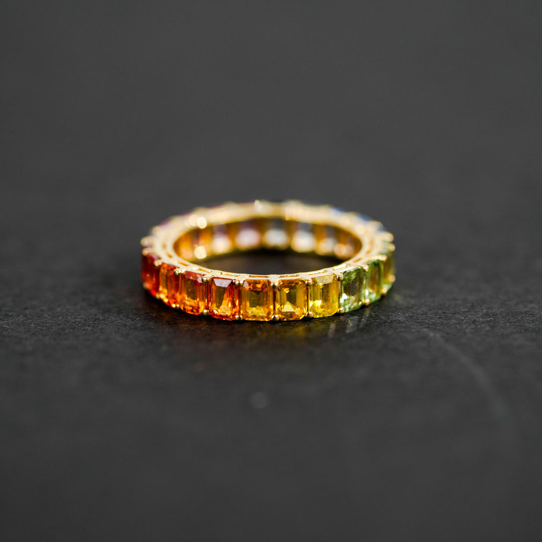 Natural Multi Sapphire Ring With One Ruby D5.93ct 18K
