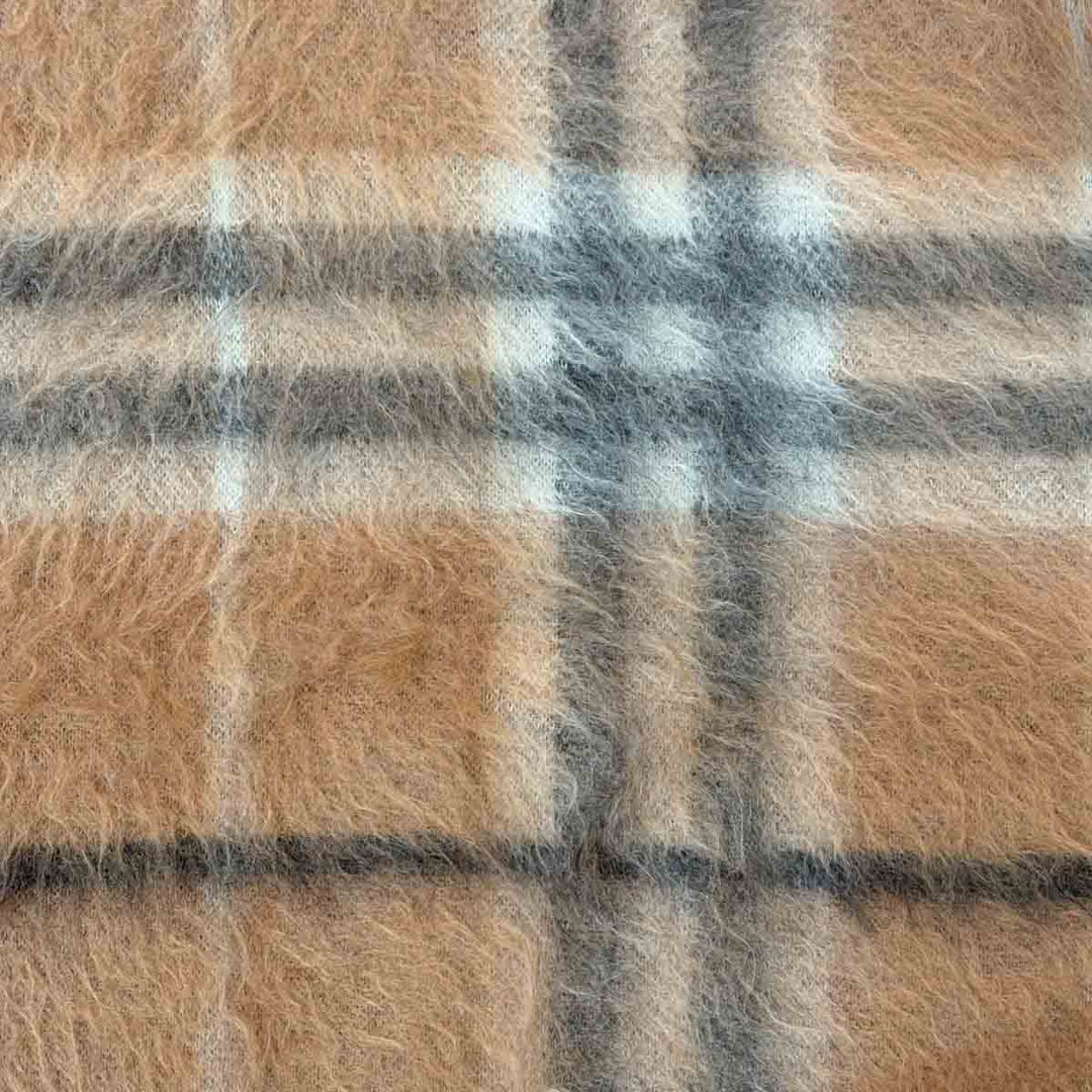 Burberry Crew Neck Mohair Blend Pullover Check Design Size M