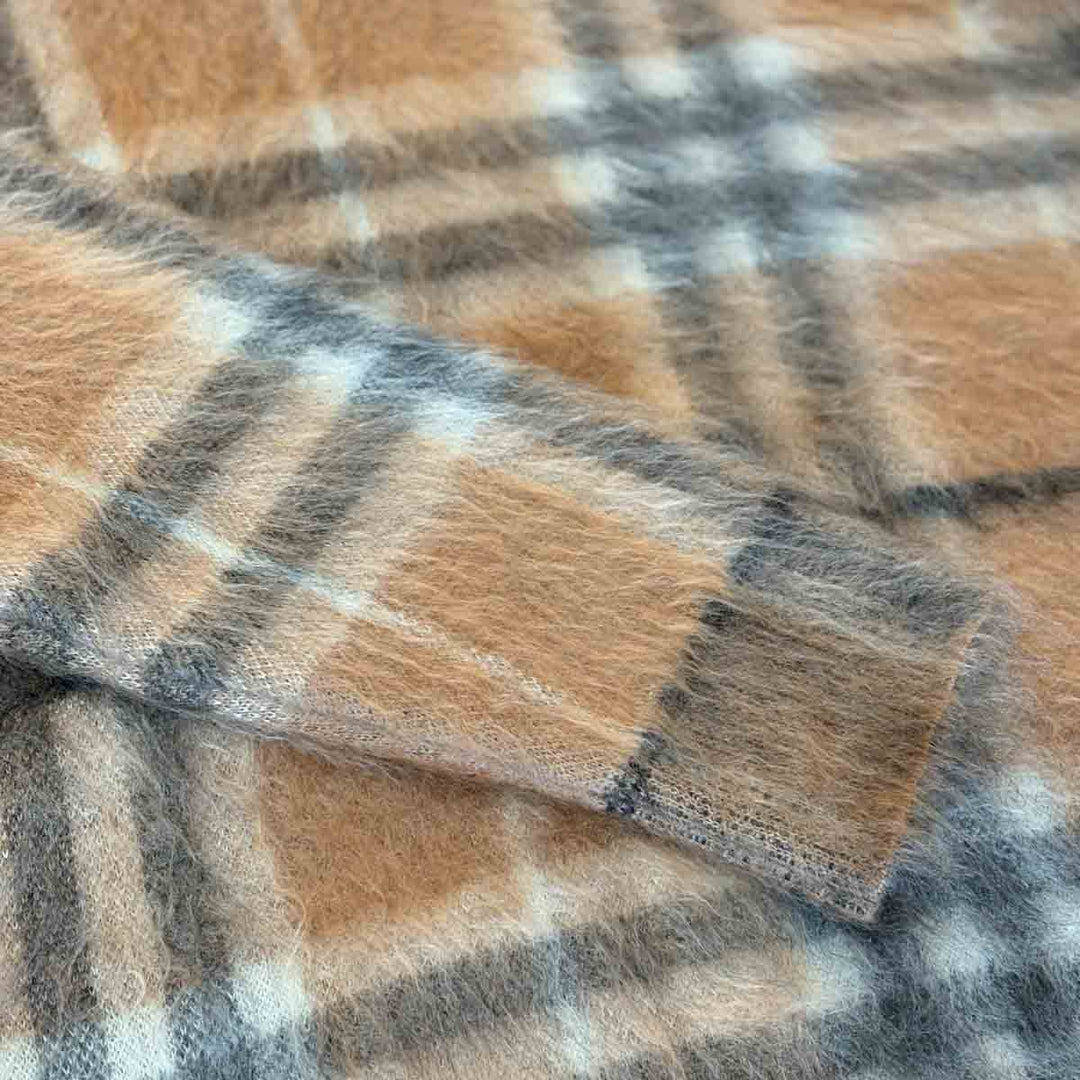 Burberry Crew Neck Mohair Blend Pullover Check Design Size M