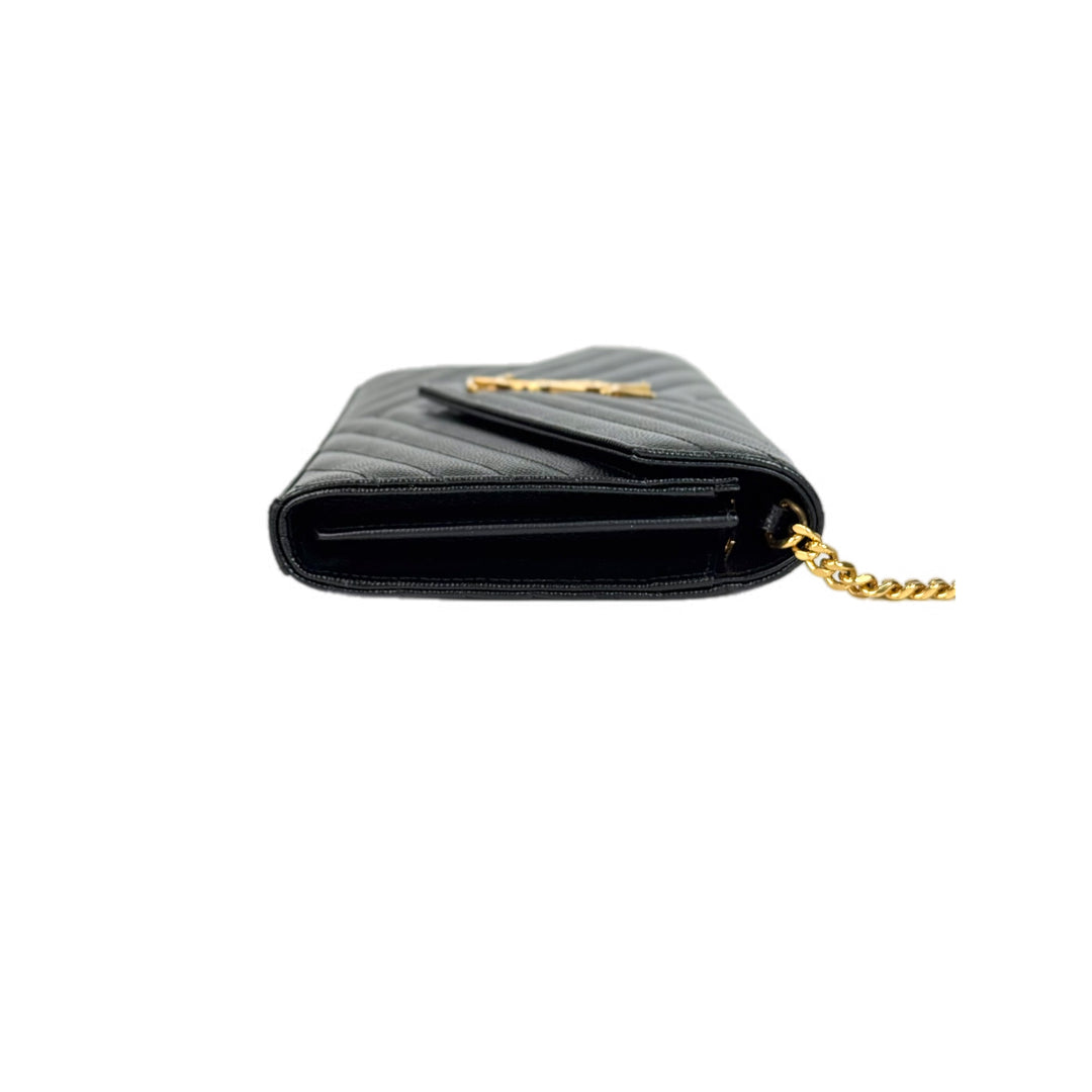 YSL Envelope WOC Bag Black/Gold Caviar