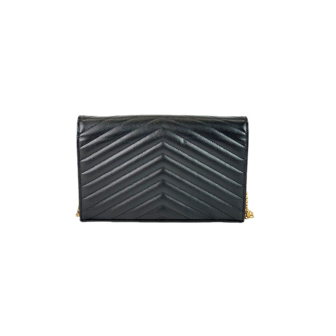 YSL Envelope WOC Bag Black/Gold Caviar