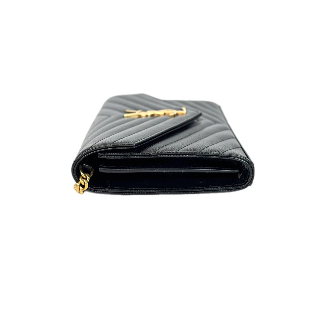 YSL Envelope WOC Bag Black/Gold Caviar