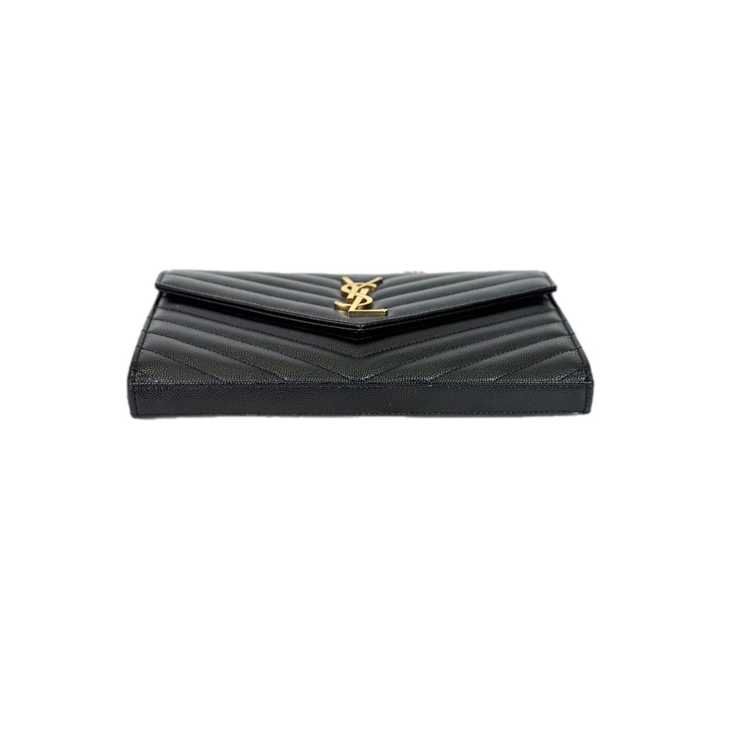 YSL Envelope WOC Bag Black/Gold Caviar