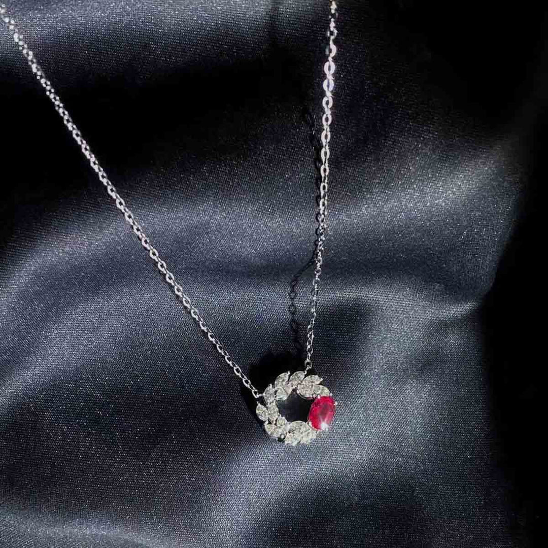 Natural Ruby Necklace D0.59ct d0.56ct, 18K Burma GRC Pigeon Blood
