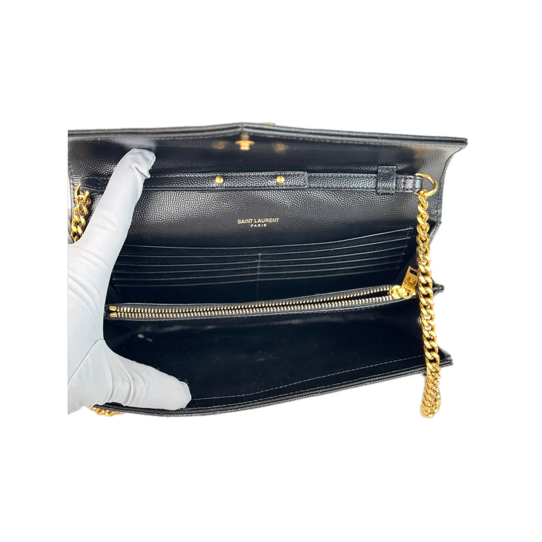 YSL Envelope WOC Bag Black/Gold Caviar