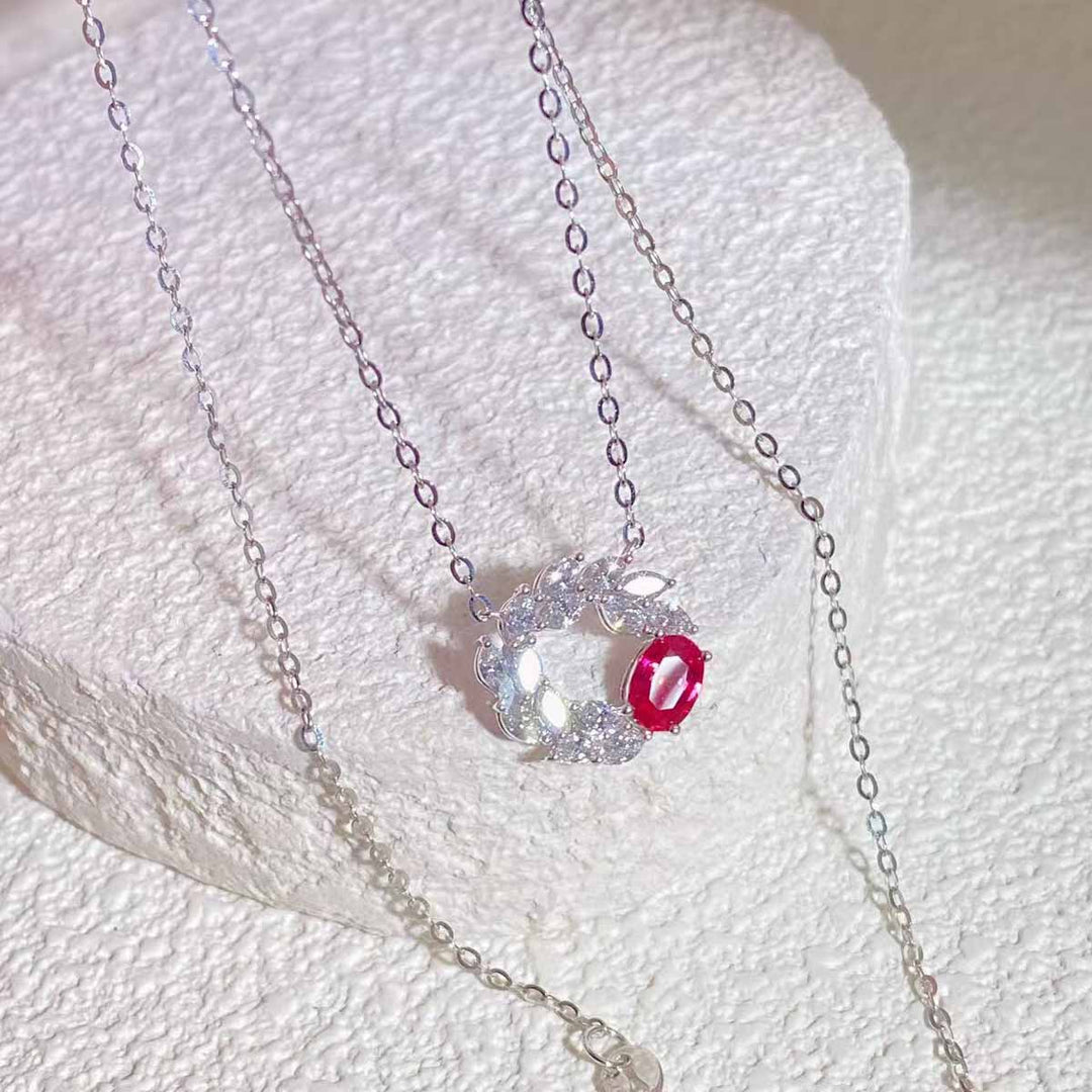 Natural Ruby Necklace D0.59ct d0.56ct, 18K Burma GRC Pigeon Blood