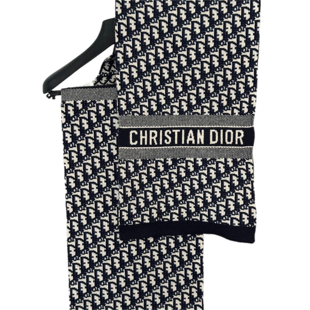 Dior Wool Oblique Navy Scarf