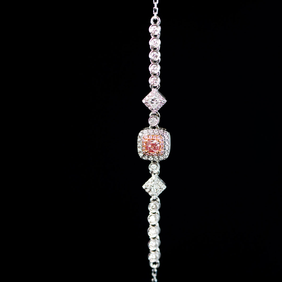 Natural Pink Diamond Bracelet D0.126 d0.421ct 18K Gold