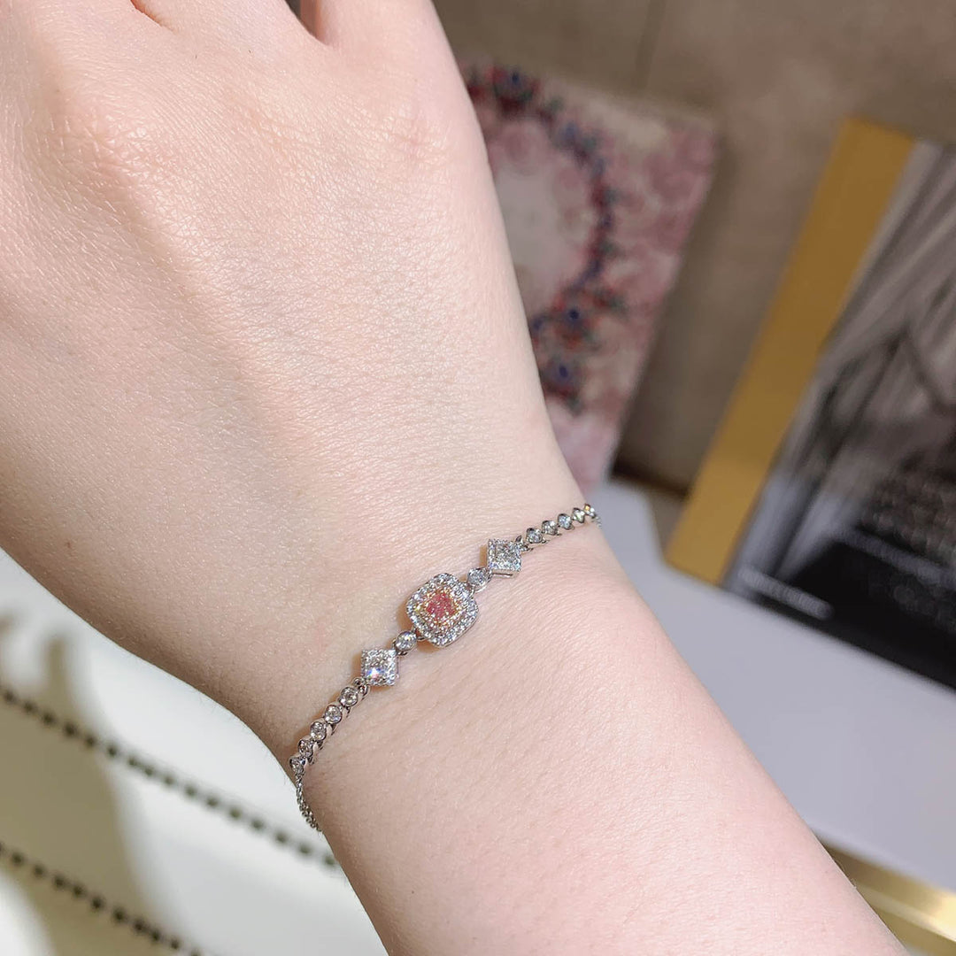 Natural Pink Diamond Bracelet D0.126 d0.421ct 18K Gold