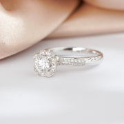 Natural White Diamond Ring D0.50ct d0.275ct, E VS2 3EX 18K Gold GIA