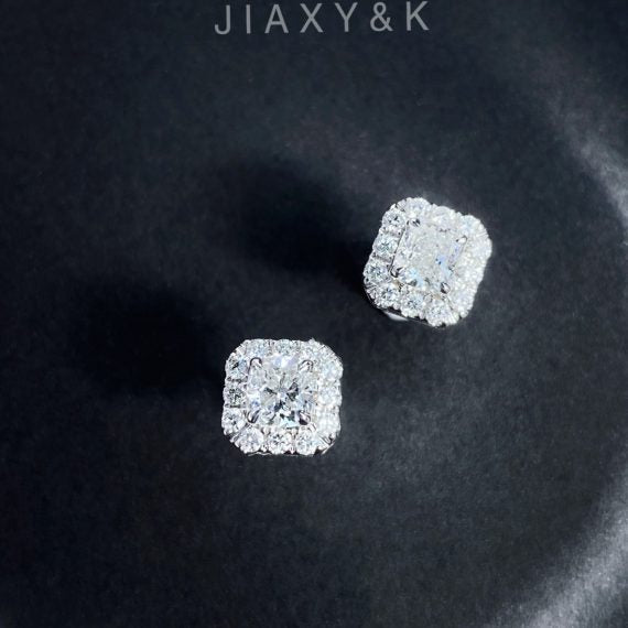 Square Diamond Ear Studs - Jiaxyk