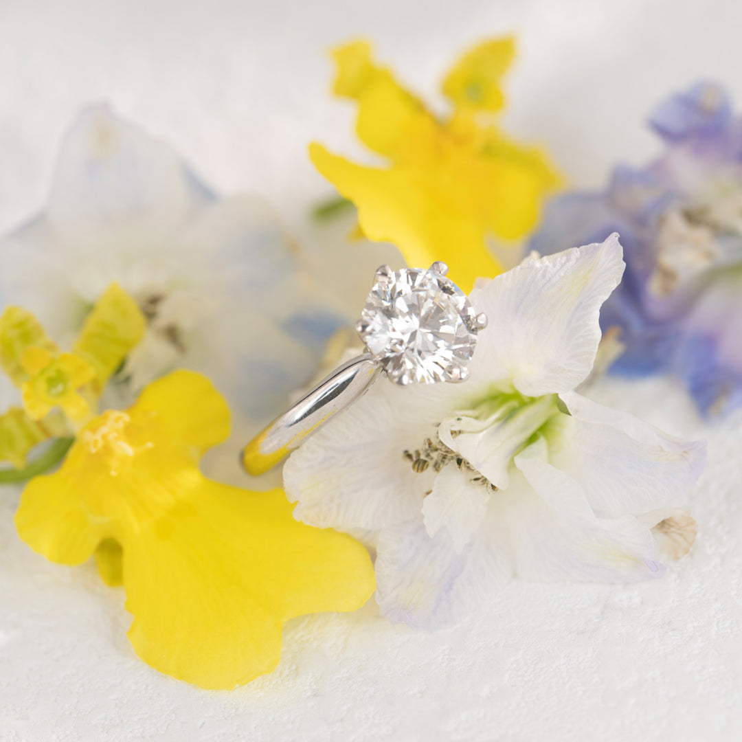Natural White Diamond Ring 2.2ct D VS2 3EX N 18K Gold GIA