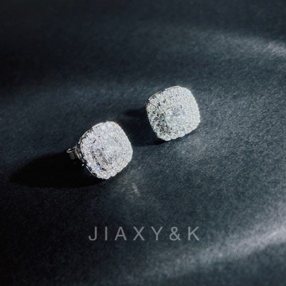 White Diamond Ear Studs - Jiaxyk