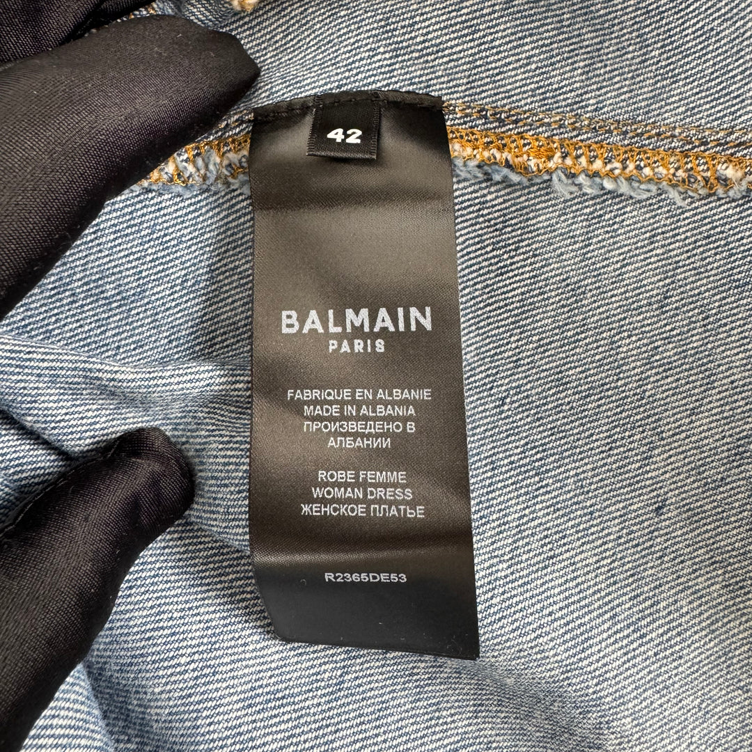 Balmain Panelled Stretch-Denim Mini Dress #42