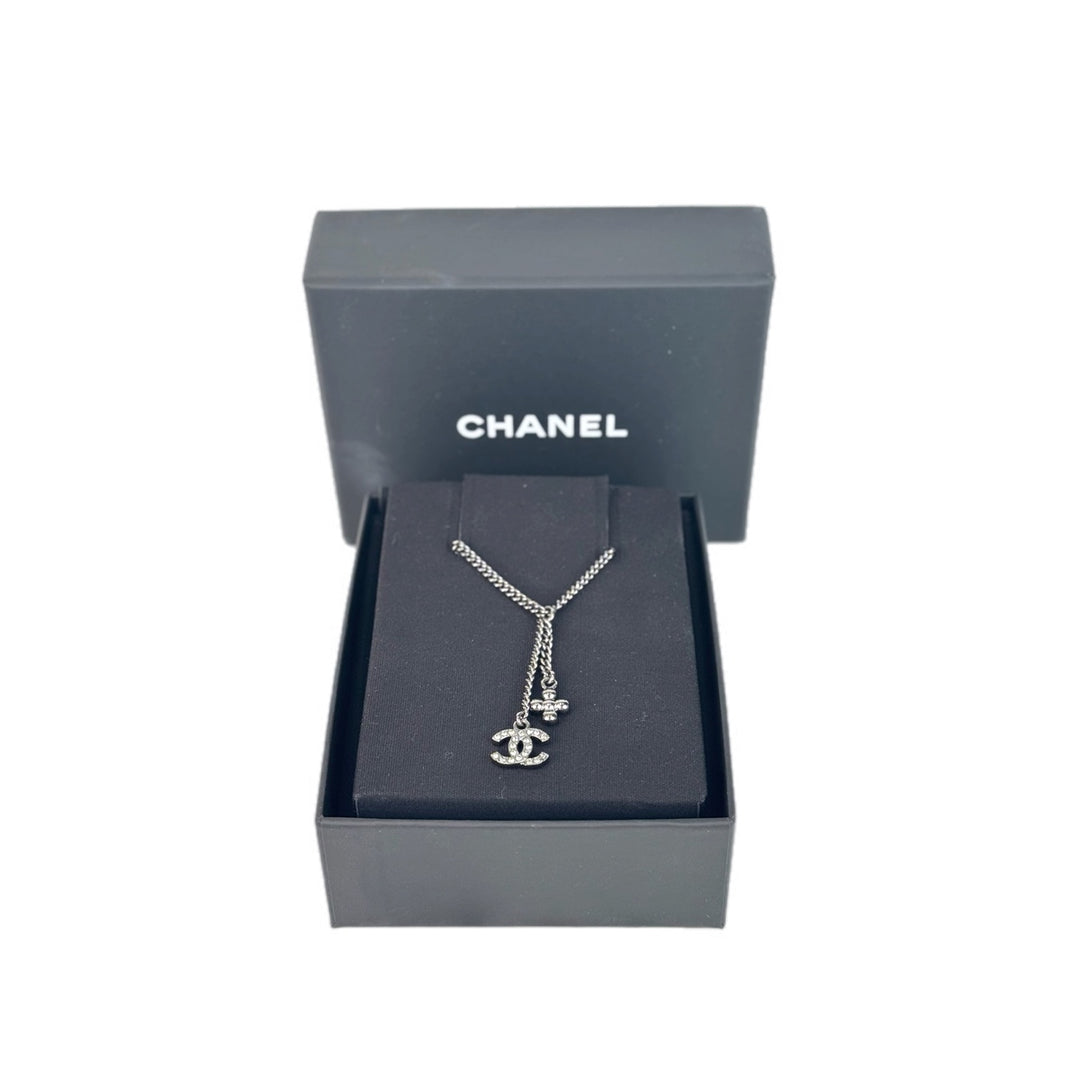 Chanel Black Cross/CC Necklace