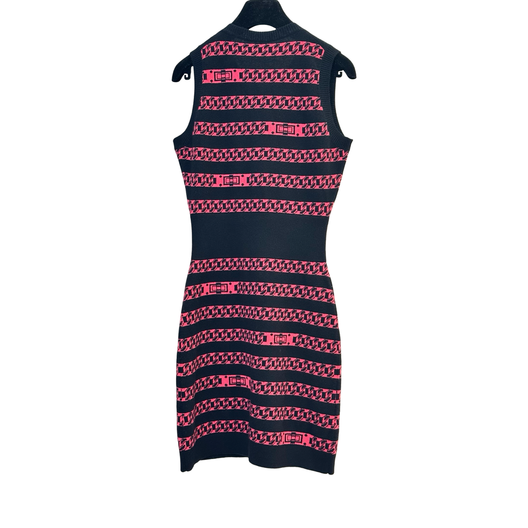 Chanel 17P CC Buttons Chain Pattern Dress Black/Red #34