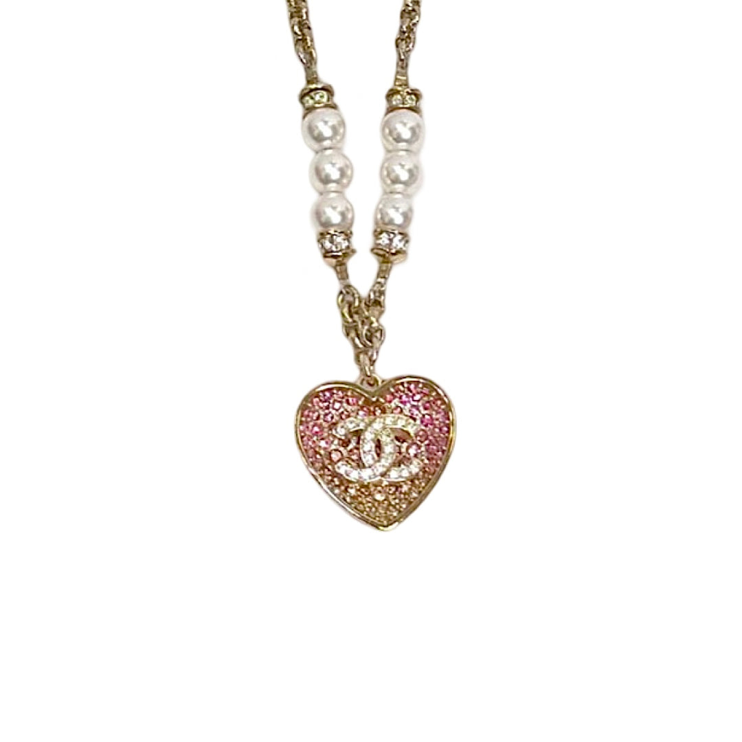 Chanel 23P CC Double Heart Necklace