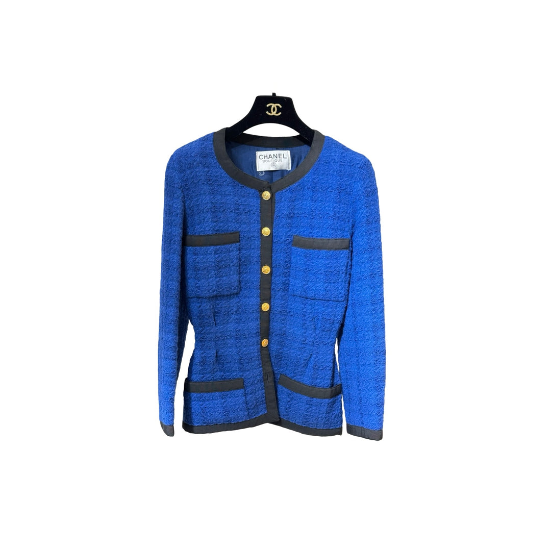Chanel Vintage Blue Tweed Jacket