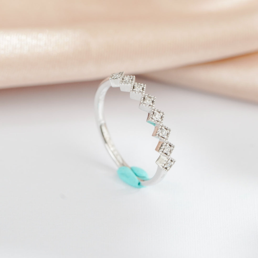 Natural White Diamond Rhombus Eternity Ring D0.08ct, 18K Gold