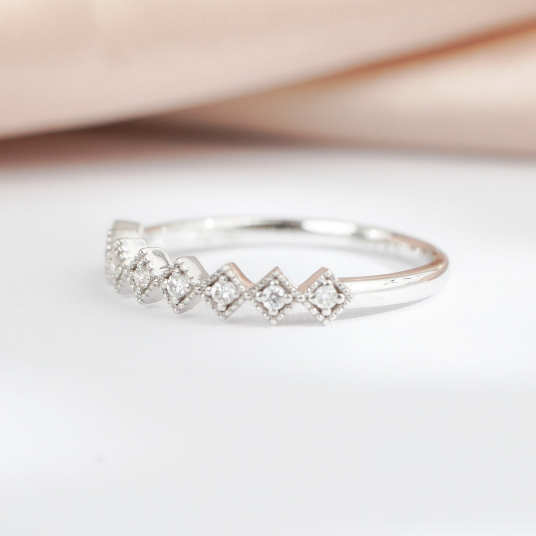 Natural White Diamond Rhombus Eternity Ring D0.08ct, 18K Gold