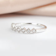 Natural White Diamond Rhombus Eternity Ring D0.08ct, 18K Gold