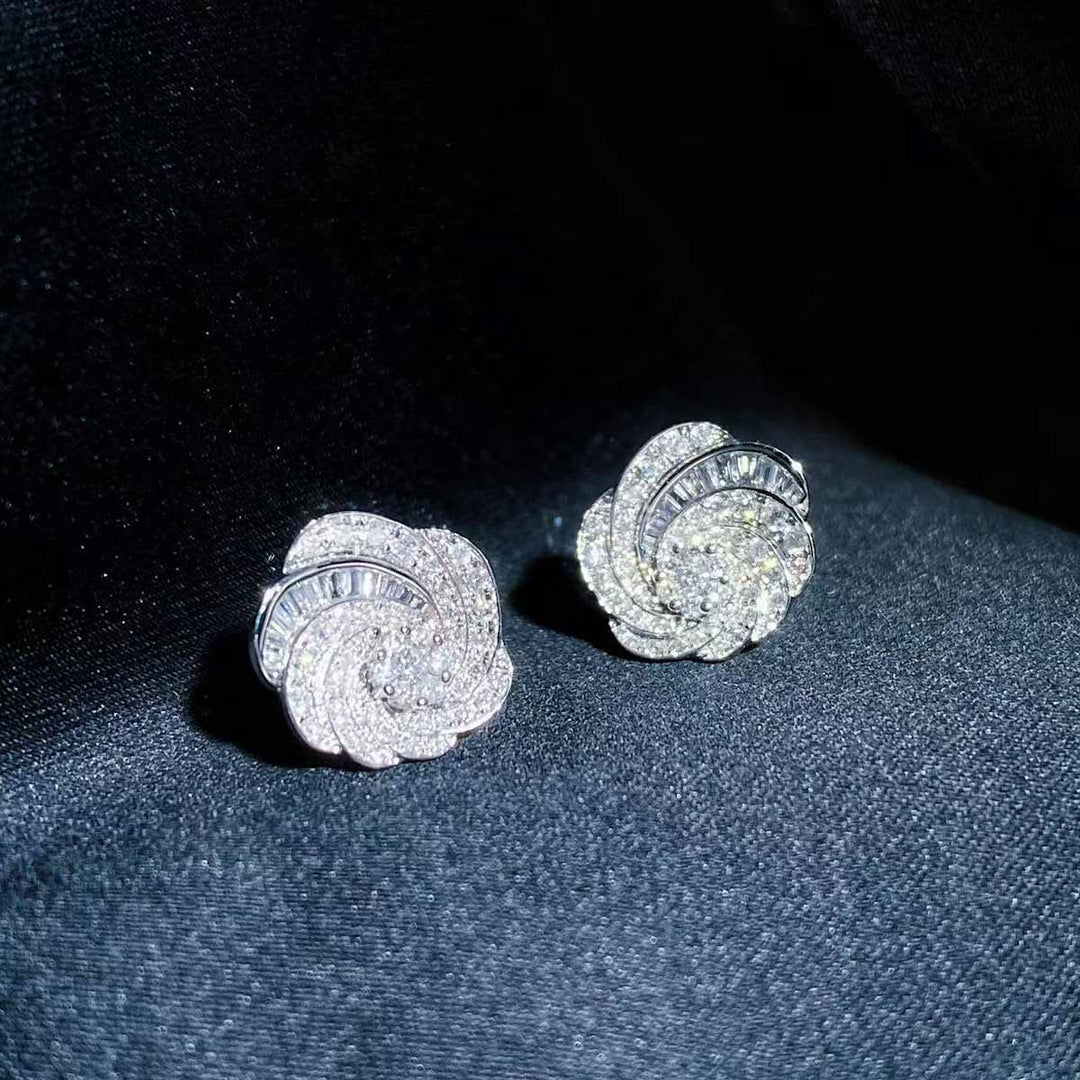 White Diamond Flowers Earrings D0.80ct 18K