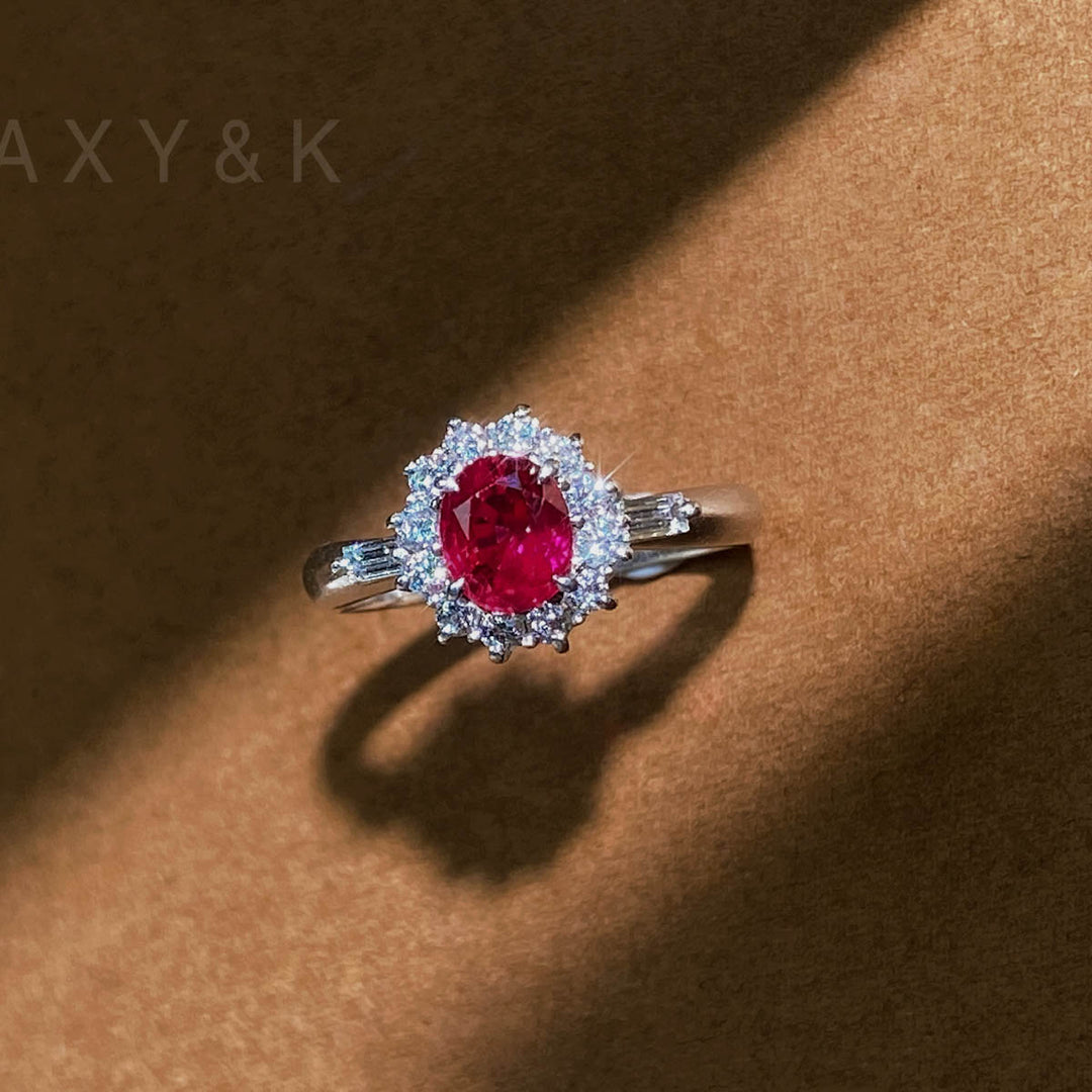 Natural Ruby Ring. D:0.91ct d:0.32ct Pigeon Blood PT900,Burma