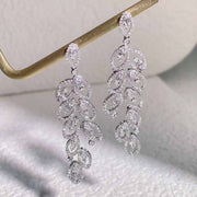 White Diamond Long Leaf Earrings D1.20ct 18K - Jiaxyk