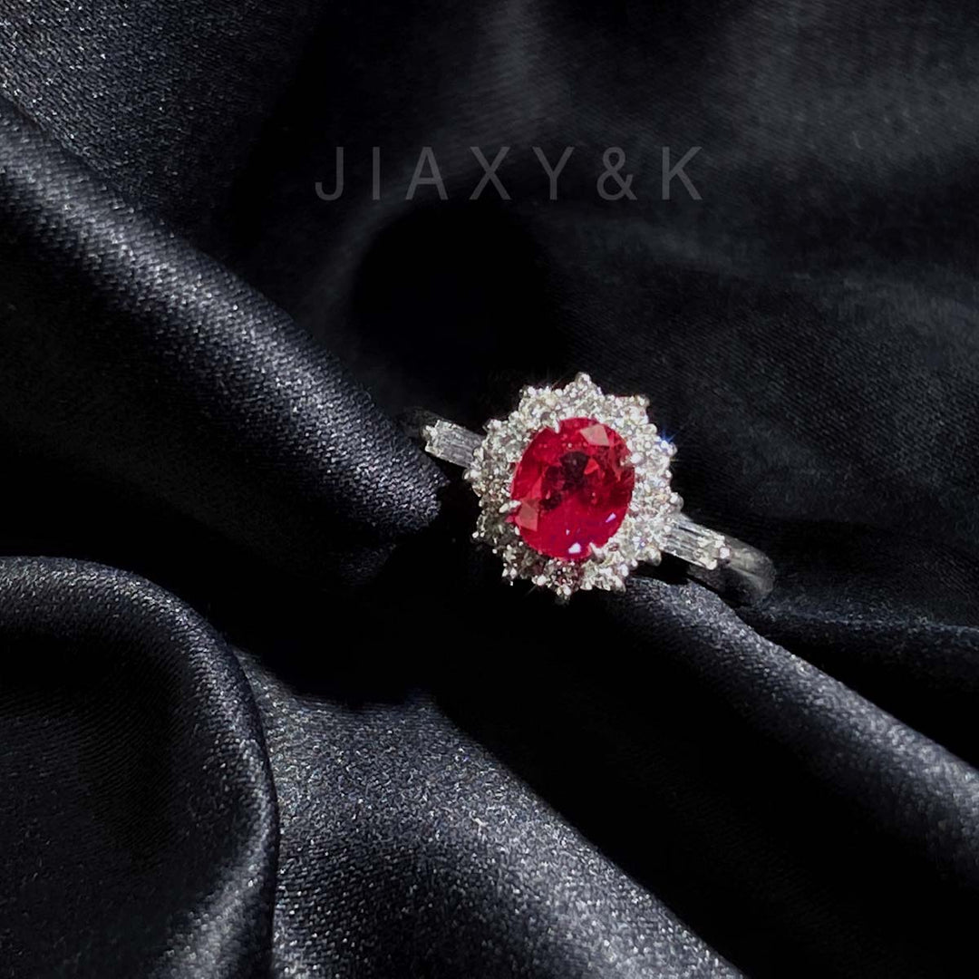 Natural Ruby Ring. D:0.91ct d:0.32ct Pigeon Blood PT900,Burma