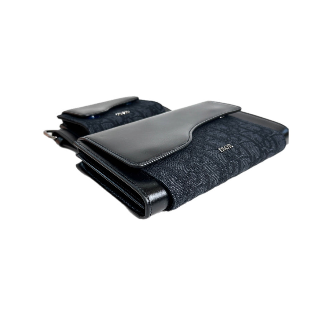 Dior Black/Oblique Double Pouch Bag