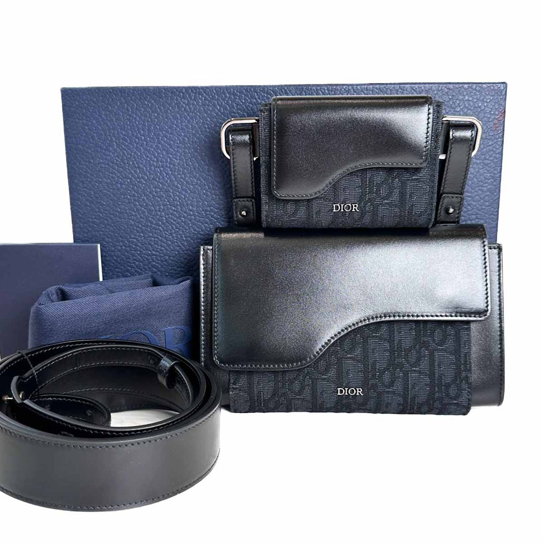 Dior Black/Oblique Double Pouch Bag