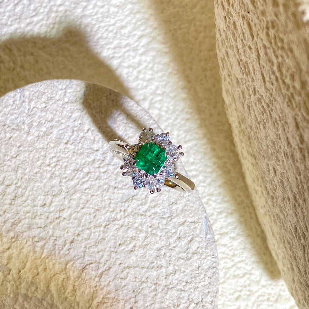 Columbia Emerald Ring D0.58 d0.52ct PT - Jiaxyk