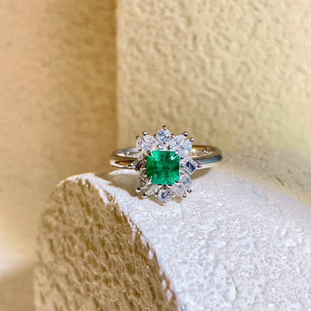 Columbia Emerald Ring D0.58 d0.52ct PT - Jiaxyk