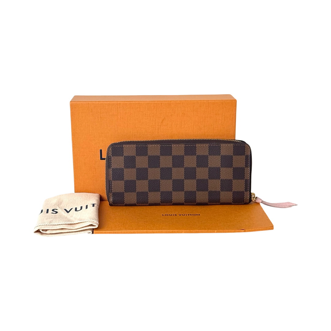 Louis Vuitton Clemence Damier Ebene Zip Wallet